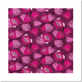 Hot Pink King Protea Posters and Art